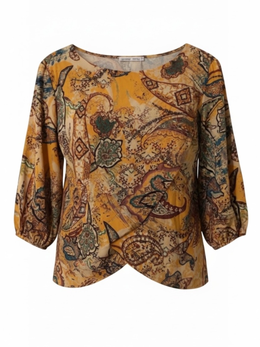 Zara W/B Collection 3/4 Sleeve Top Multi Color Medium